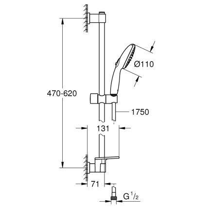 GROHE 26952001 - Комплект за душ VITALIO START 110, 600 мм, лъскав хром