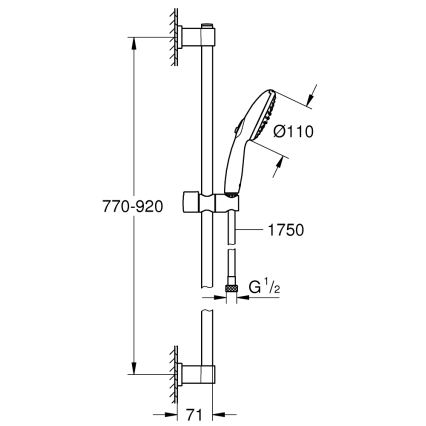 GROHE 26954001 - Душ комплект VITALIO START 110 900 мм гланцов хром