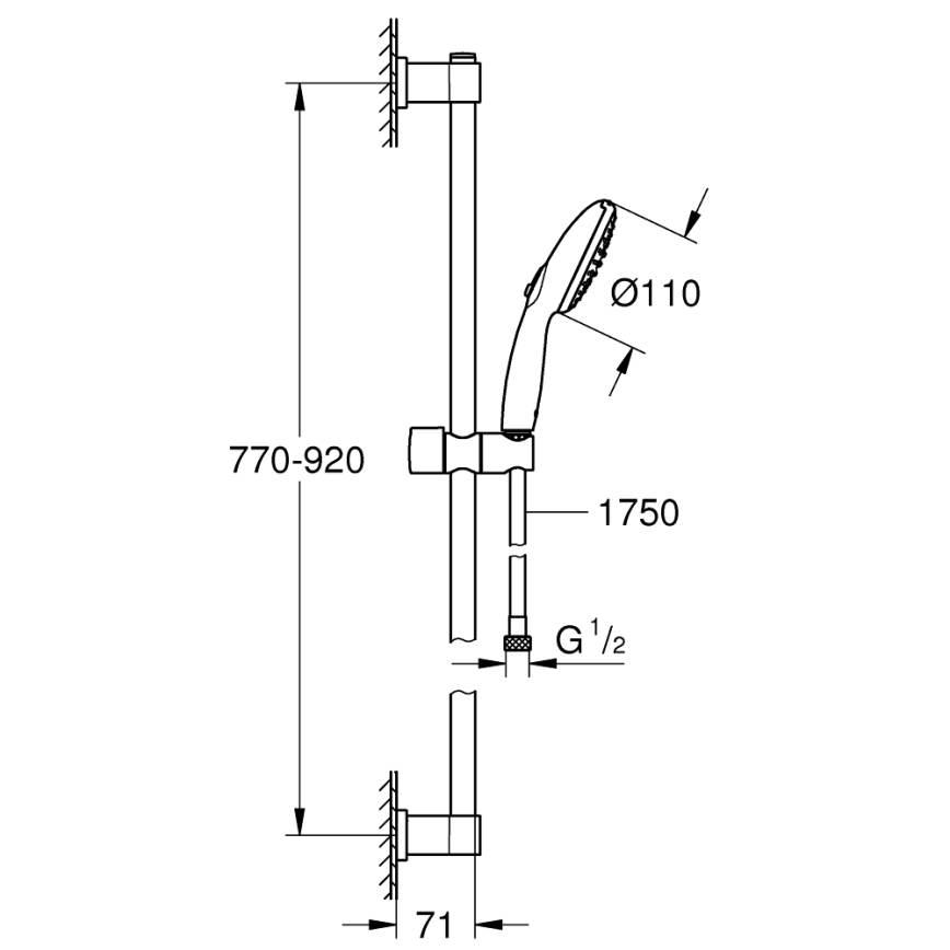 GROHE 269542431 - Комплект за душ VITALIO START 110 900 mm черен