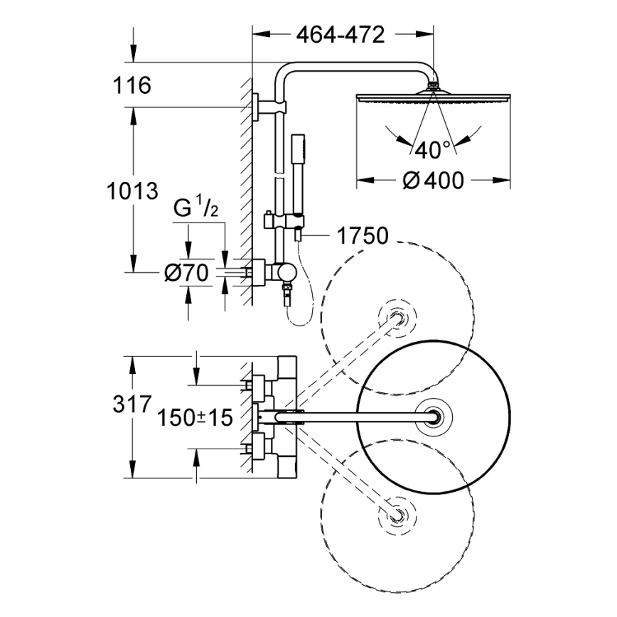 GROHE 27174001 - Душ система RAINSHOWER SYSTEM 400 450 mm блестящ хром