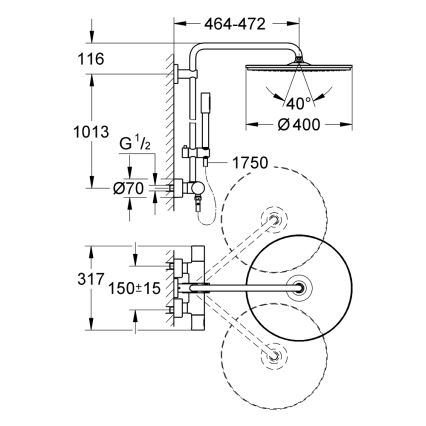 GROHE 27174001 - Душова система RAINSHOWER SYSTEM 400, 450 мм, лъскав хром