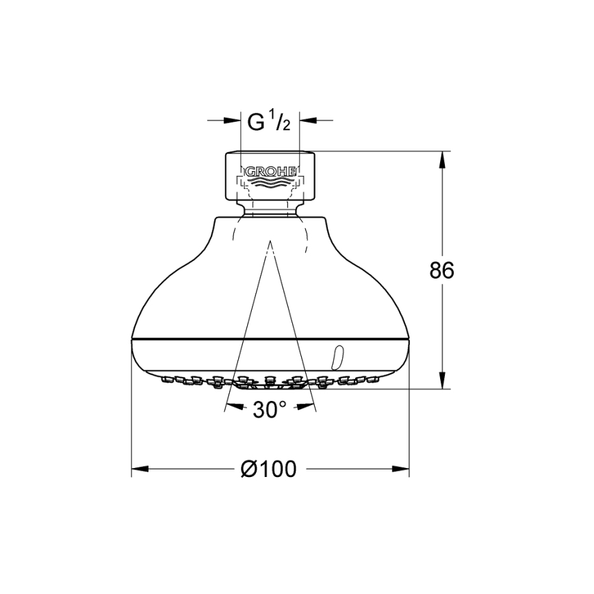 GROHE 27606001 - Душ глава NEW TEMPESTA 100 100 mm блестящ хром