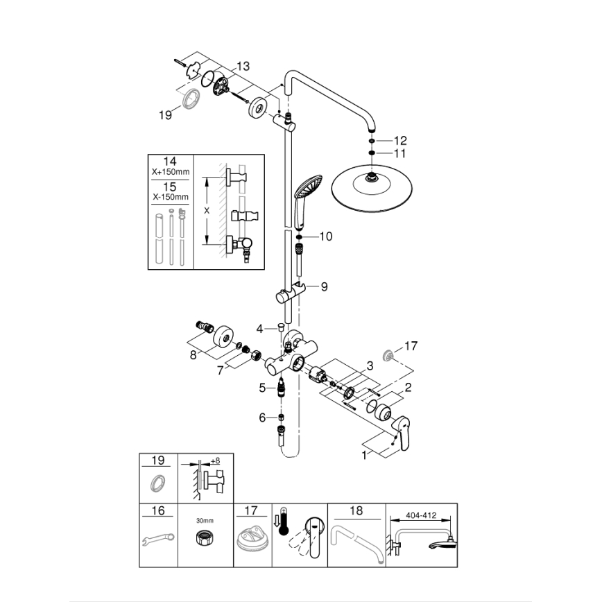 GROHE 27684001 - Душова система VITALIO JOY 260 450 mm полирано хромирано покритие