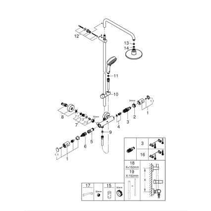 GROHE 27922000 - Душова система TEMPESTA COSMOPOLITAN 160 мм, полирано хромово покритие