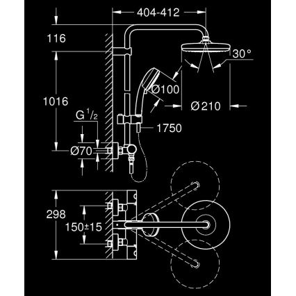 GROHE 27922001 - Душ комплект с термостатна батерия TEMPESTA COSMOPOLITAN 210 лъскав хром