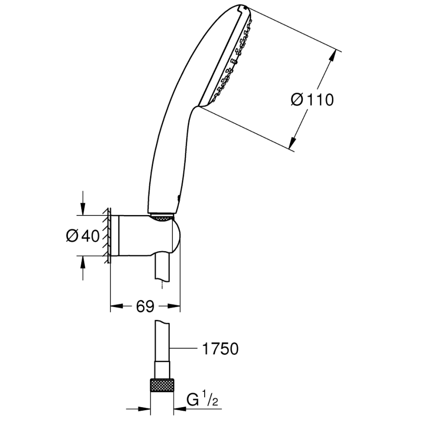 GROHE 27944001 - Комплект за душ VITALIO START 110 110 мм полирано хромово покритие
