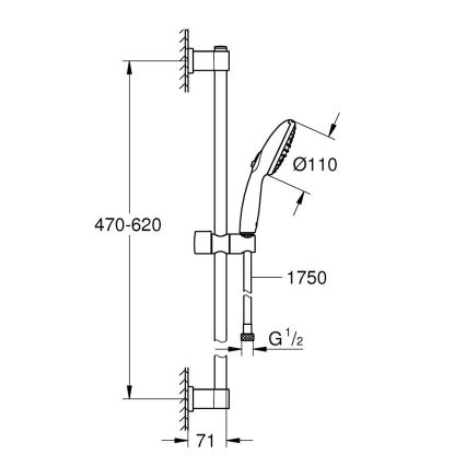 GROHE 27948001 - Комплект за душ VITALIO START 110, 600 мм, лъскав хром