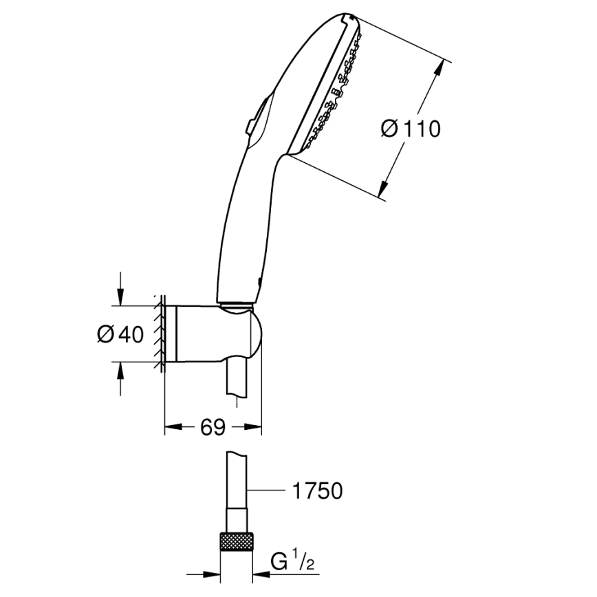 GROHE 27950001 - Комплект за душ VITALIO START 110, полирано хромово покритие