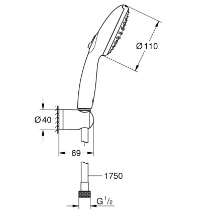 GROHE 279502431 - Комплект за душ VITALIO START 110 110 mm черен