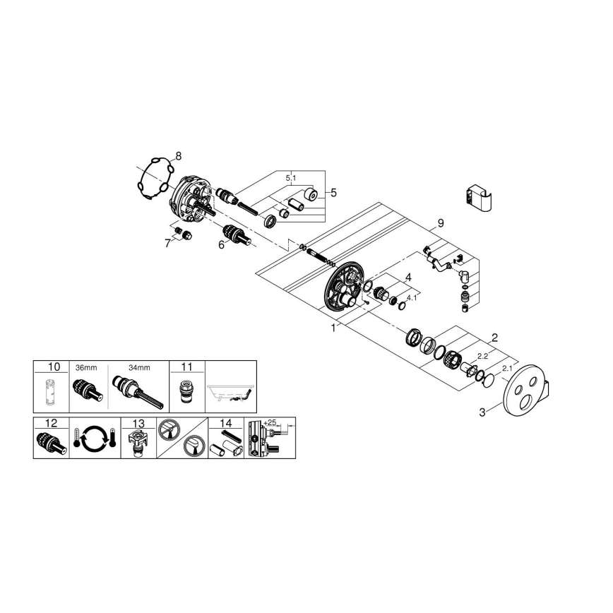 GROHE 29120000 -Термостатичен вграден душов смесител GROHTHERM SMARTCONTROL + държач хром