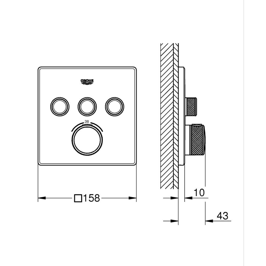GROHE 29126AL0 - Термостат GROHTHERM SMARTCONTROL 158 × 158 mm графит