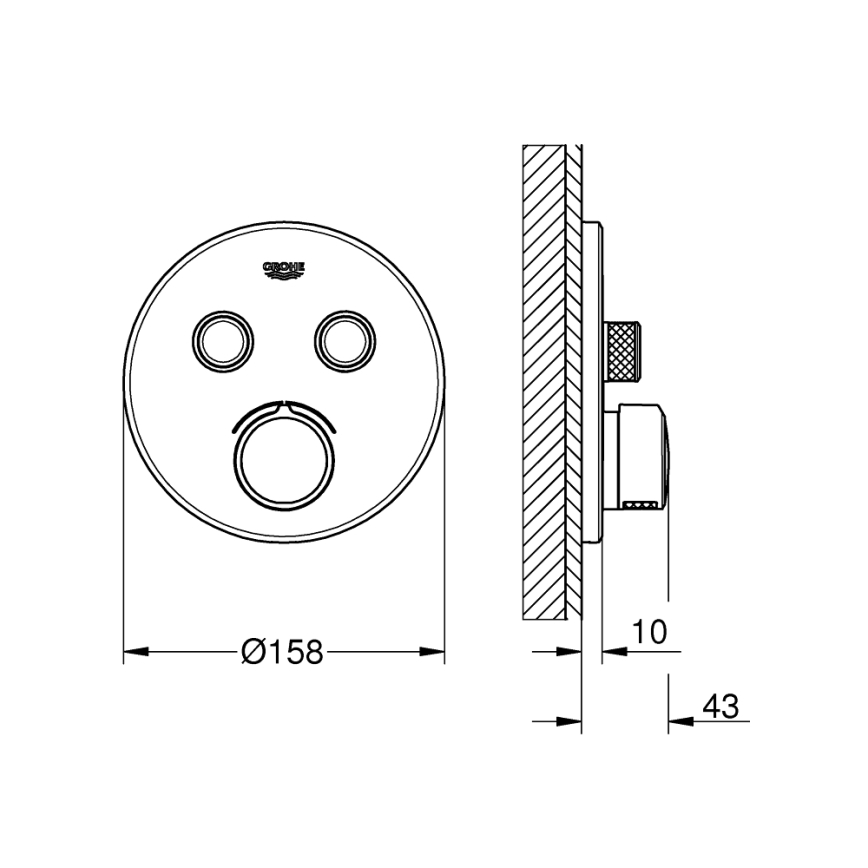 GROHE 29145000 - Капак за вградена смесителна батерия SMARTCONTROL, лъскав хром