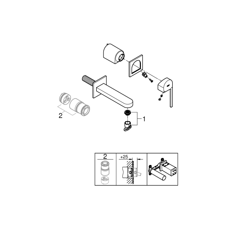 GROHE 29306003 - Смесител за мивка PLUS, 203 мм, хром с висок блясък