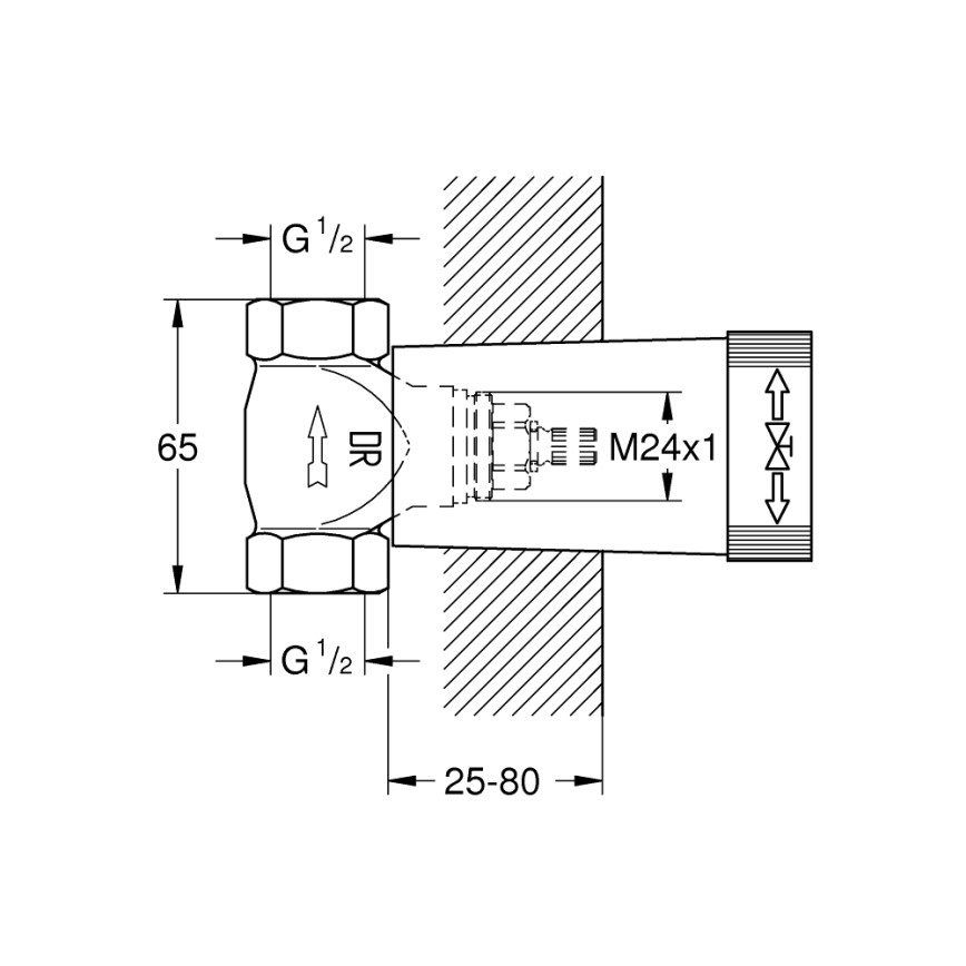 GROHE 29800000 - Долна част за вграден вентил DN 15, месинг