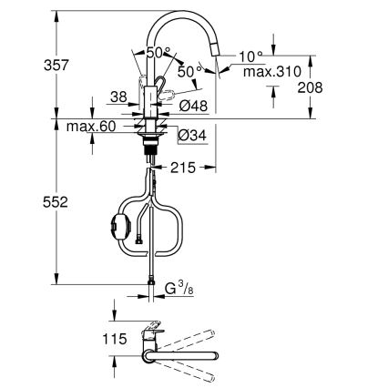 GROHE 30569000 - Смесител за мивка START FLOW 357 мм лъскав хром