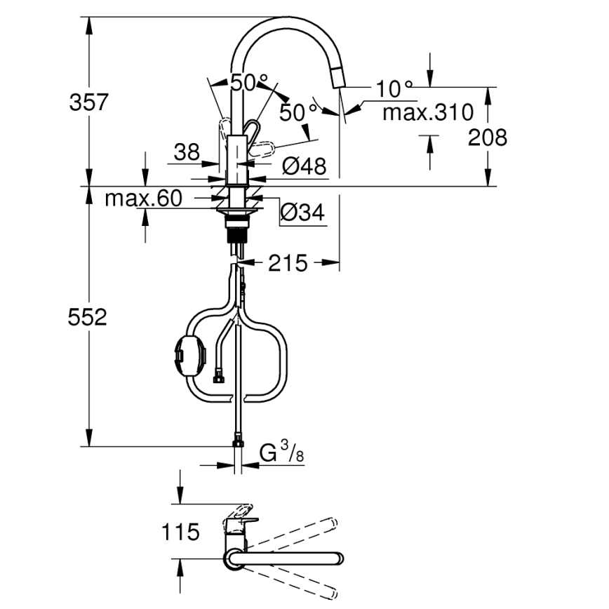 GROHE 30569000 - Смесител за мивка START FLOW 357 мм лъскав хром