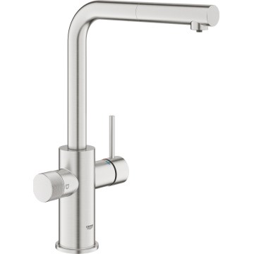 GROHE 30590DC0 - Кухненски смесител с изтегляща се душ глава BLUE PURE, неръждаема стомана