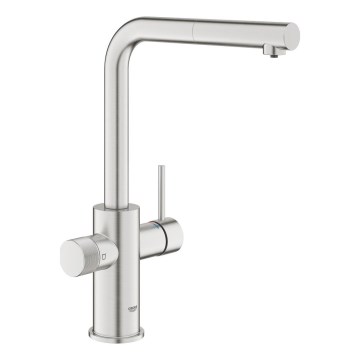 GROHE 30590DC0 - Кухненски смесител с изтегляща се лейка BLUE PURE, неръждаема стомана