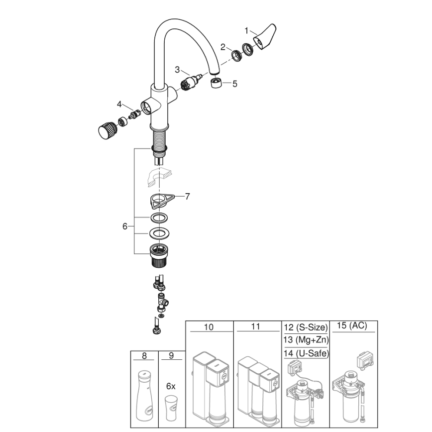 GROHE 30592000 - Кухненски смесител BLUE PURE StartCurve 411 мм, полирана хромирана повърхност