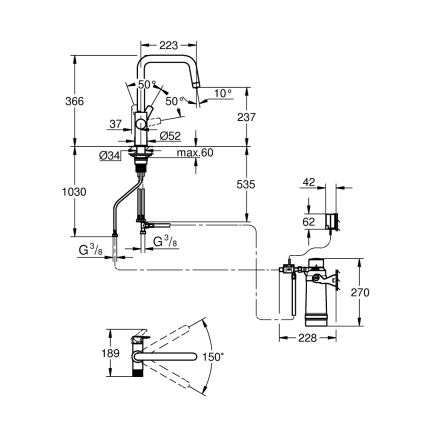 GROHE 30594000 - Смесител за мивка BLUE PURE Start с филтрираща функция Ultrasafe, хром