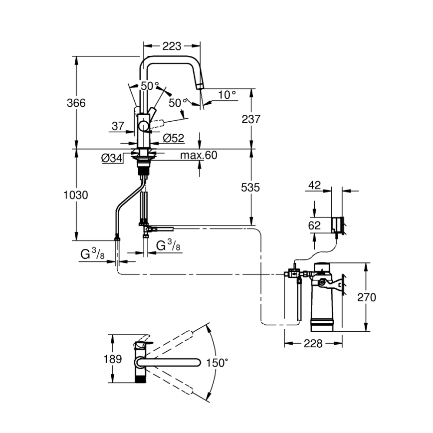 GROHE 30594000 - Смесител за мивка BLUE PURE Start с филтрираща функция Ultrasafe, хром
