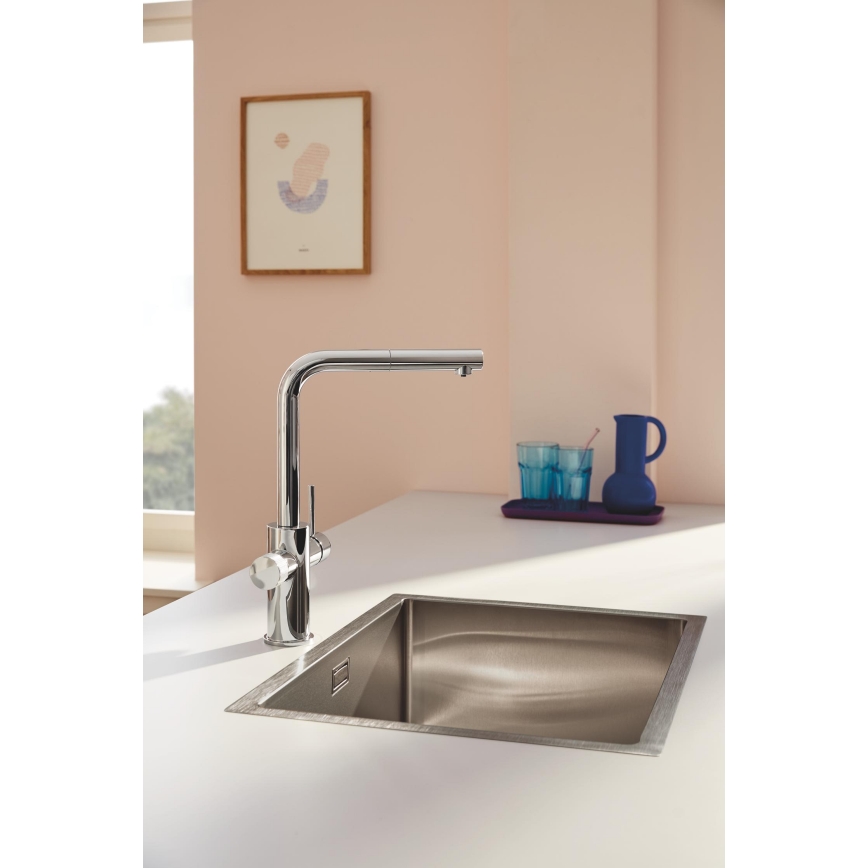 GROHE 30601000 - Кухненски смесител BLUE PURE A с изтегляща се душ глава, блестящ хром