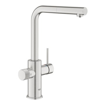 GROHE 30601DC0 - Кухненски смесител BLUE PURE с изтеглящ се излив, от неръждаема стомана