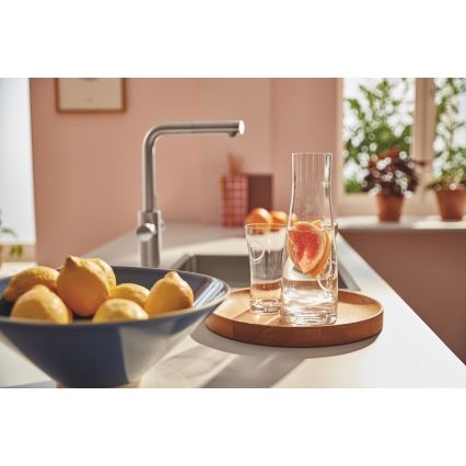 GROHE 30601DC0 - Кухненски смесител BLUE PURE с изтеглящ се излив, от неръждаема стомана
