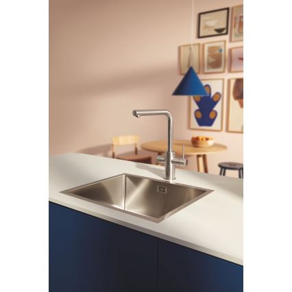 GROHE 30601DC0 - Кухненски смесител BLUE PURE с изтеглящ се излив, от неръждаема стомана