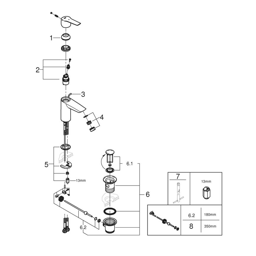 GROHE 311372432 - Смесител за умивалник QUICKFIX START 165 мм, черен