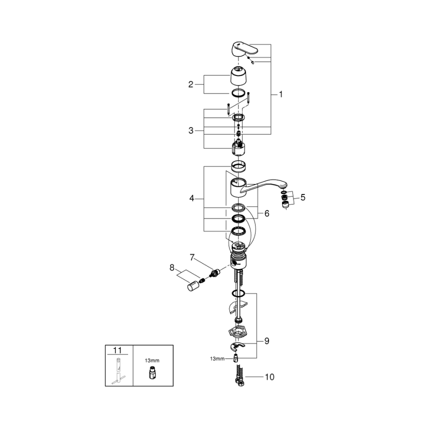 GROHE 31161000 - Кухненски смесител EUROSMART COSMOPOLITAN 140° блестящ хром