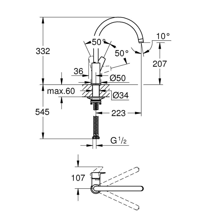 GROHE 31233001 - Смесител за мивка START, лъскав хром