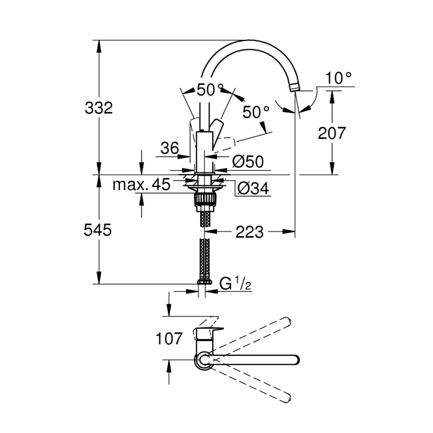 GROHE 31233001 - Смесител за мивка START, лъскав хром