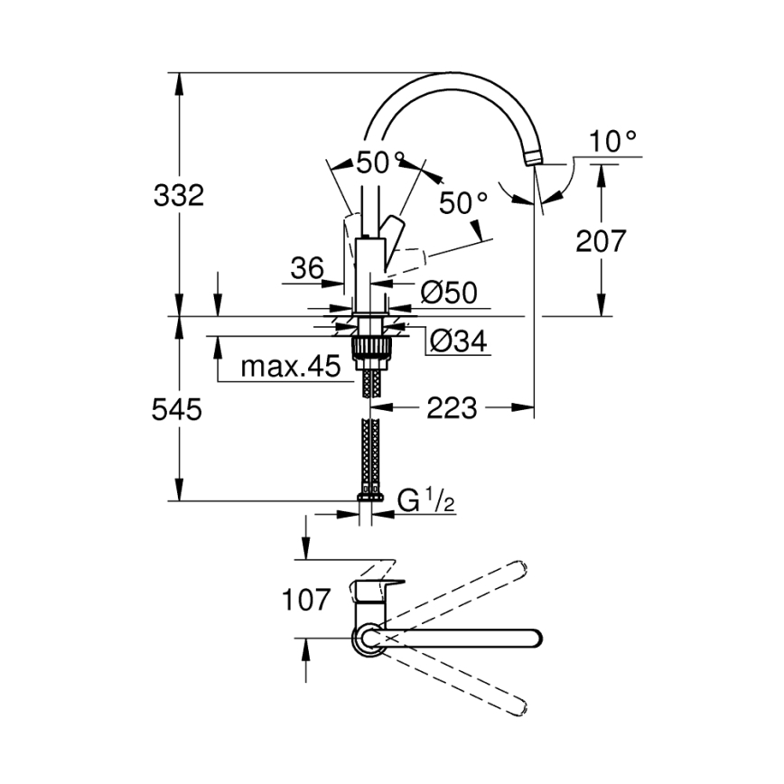 GROHE 31233001 - Смесител за мивка START, лъскав хром