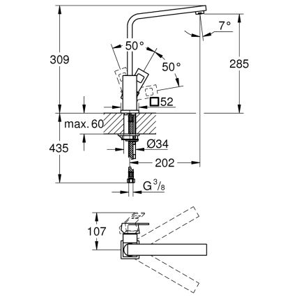 GROHE 31255000 - Смесител за мивка EUROCUBE, полирано хромово покритие