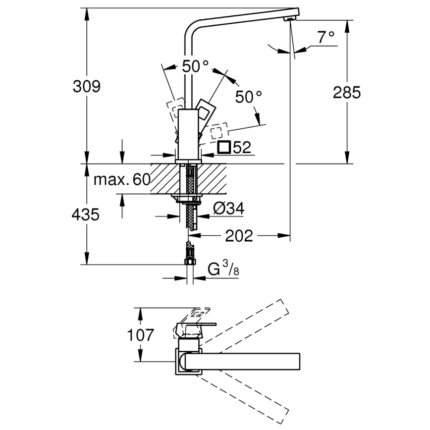 GROHE 31255000 - Смесител за мивка EUROCUBE, полирано хромово покритие