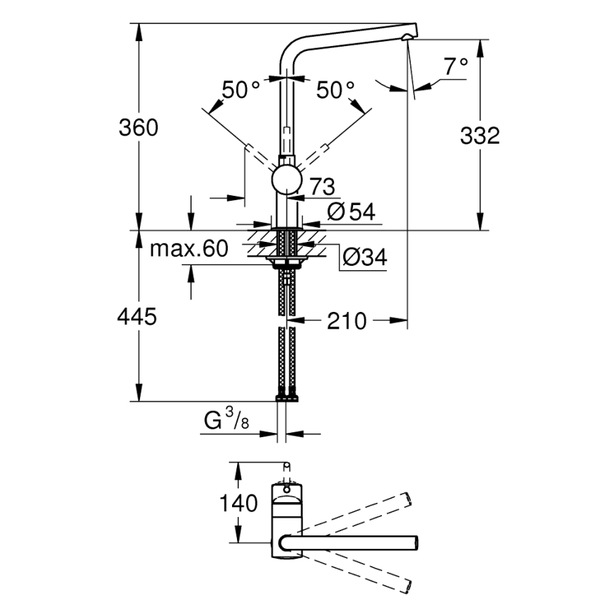 GROHE 31375000 - Смесител за мивка A 360 мм, лъскав хром