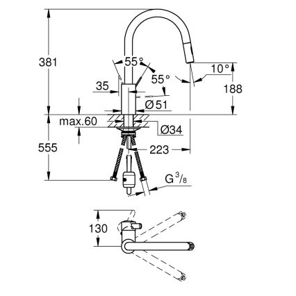 GROHE 31481001 - Смесител за мивка EUROSMART COSMOPOLITAN, полирано хромово покритие