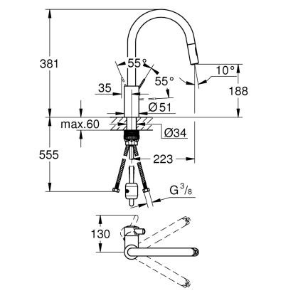 GROHE 31481001 - Смесител за мивка EUROSMART COSMOPOLITAN, полирано хромово покритие