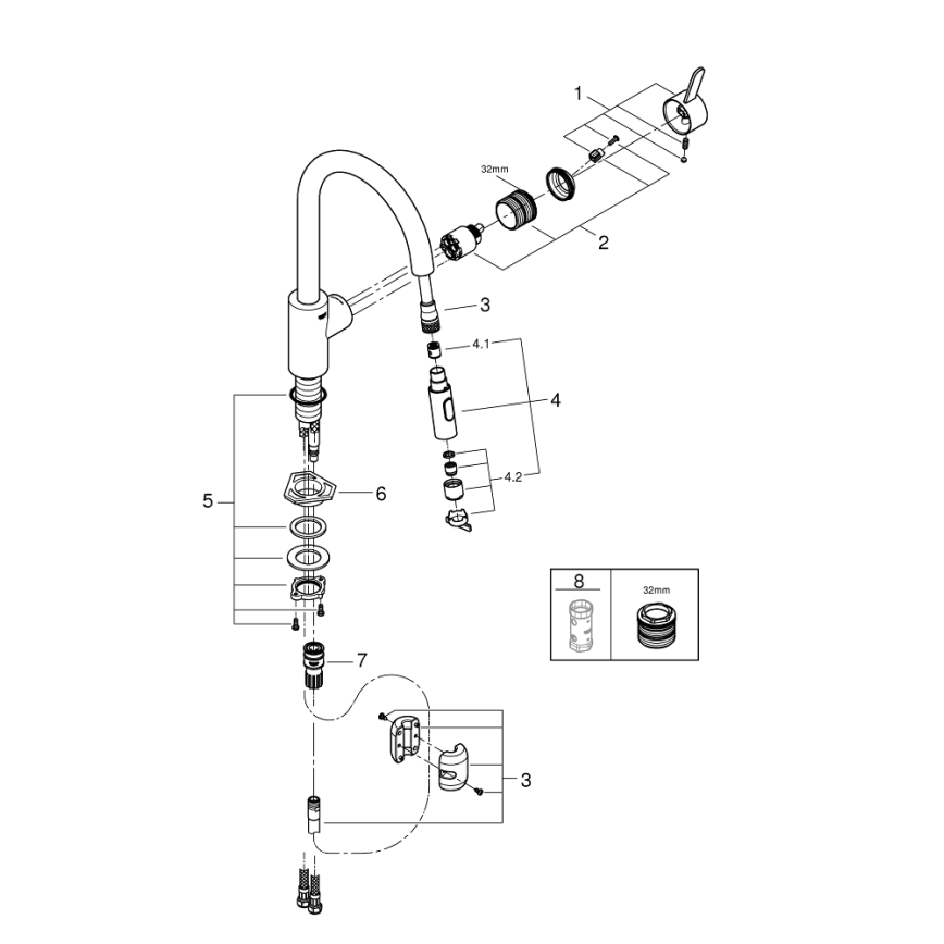 GROHE 31481001 - Смесител за мивка EUROSMART COSMOPOLITAN, полирано хромово покритие