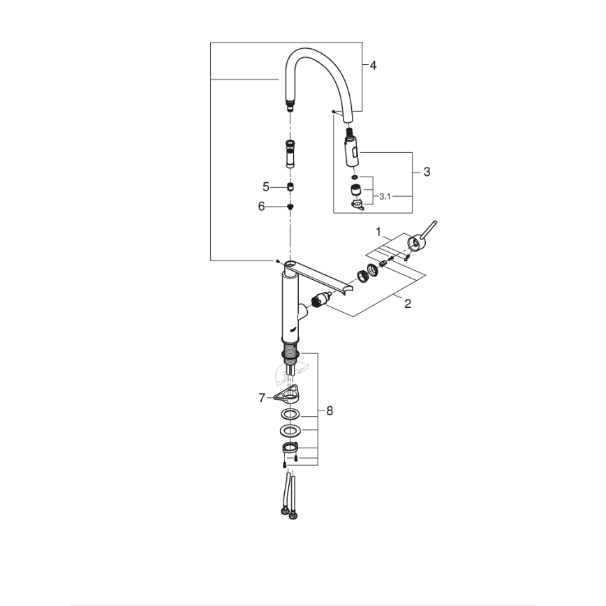 GROHE 31491000 - Кухненски смесител CONCETTO с професионален изтеглящ се душ, лъскав хром