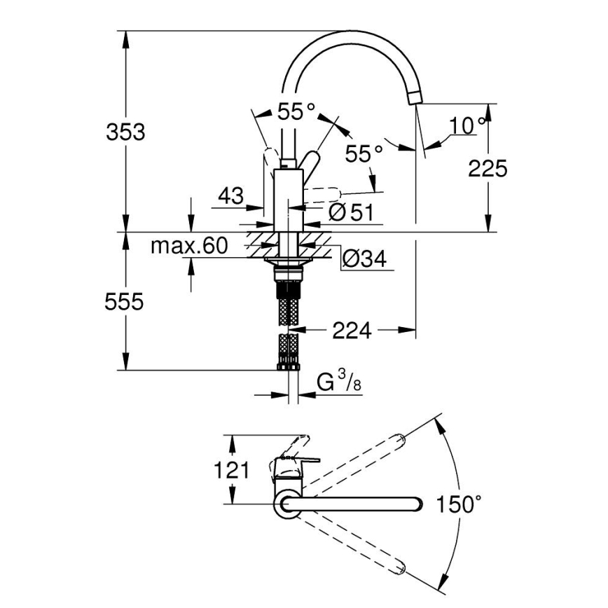 GROHE 31494001 - Смесител за мивка GET в лъскав хром