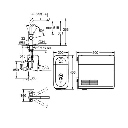 GROHE 31539000 - Мивен смесител BLUE HOME, L-излив, гланцов хром