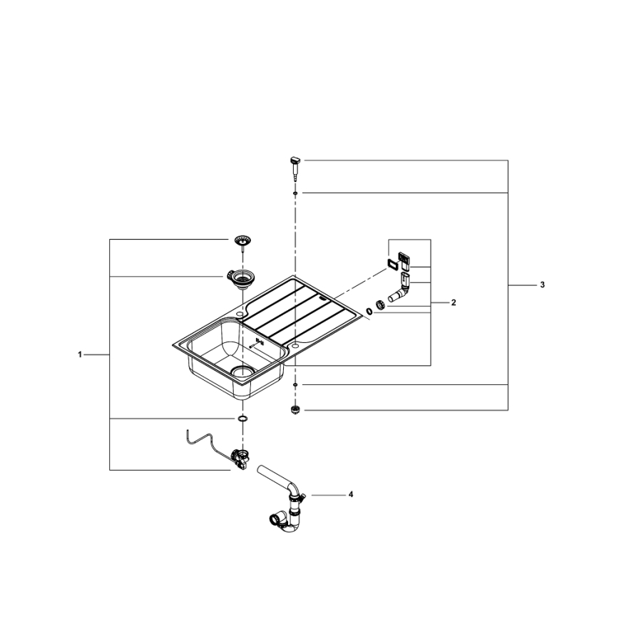 GROHE 31573SD1 -Комплект кухненска мивка K500 с отцедник и смесител A 86×50 см неръждаема стомана