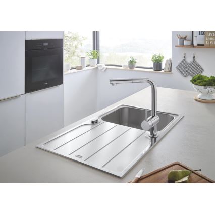 GROHE 31573SD1 -Комплект кухненска мивка K500 с отцедник и смесител A 86×50 см неръждаема стомана