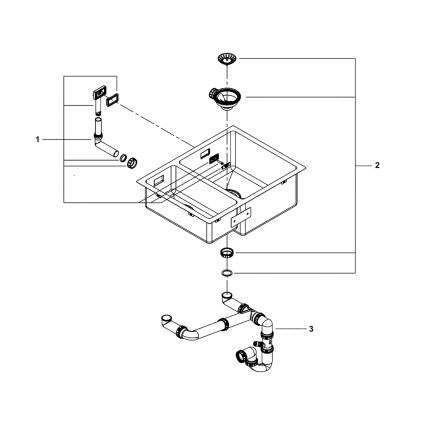 GROHE 31576SD1 - Кухненска мивка K700U 595 × 450 мм, неръждаема стомана