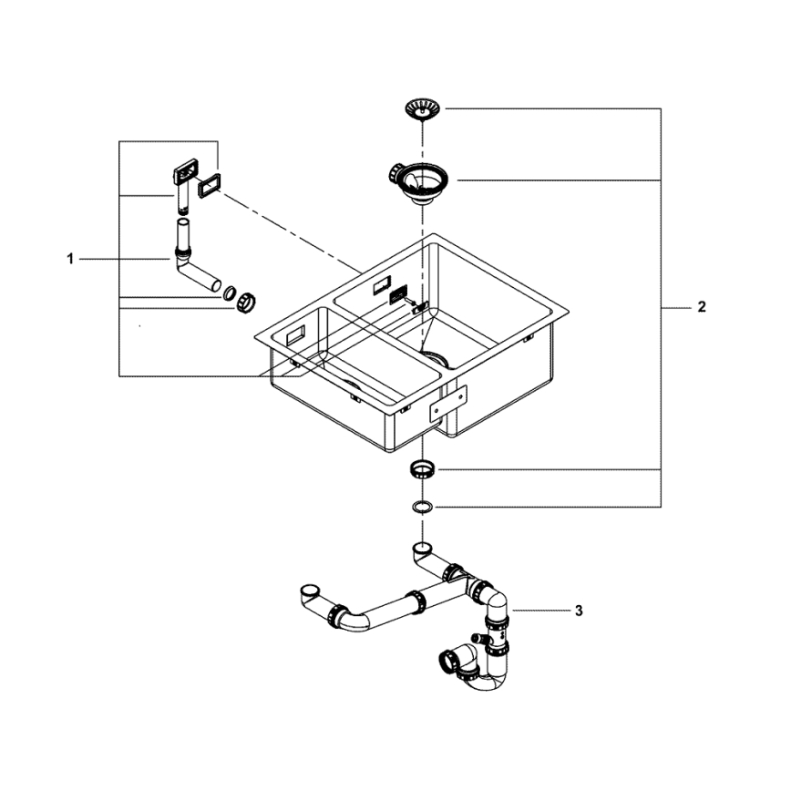 GROHE 31576SD1 - Кухненска мивка K700U 595 × 450 мм, неръждаема стомана