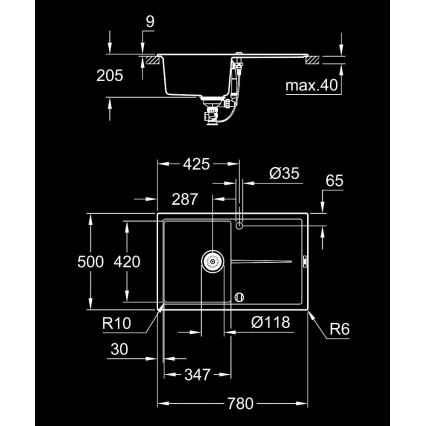 GROHE 31639AP0 - Композитна мивка K400 780 × 500 мм черна