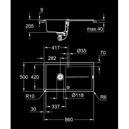 GROHE 31640AP0 - Композитна мивка K400 860 × 500 мм черна