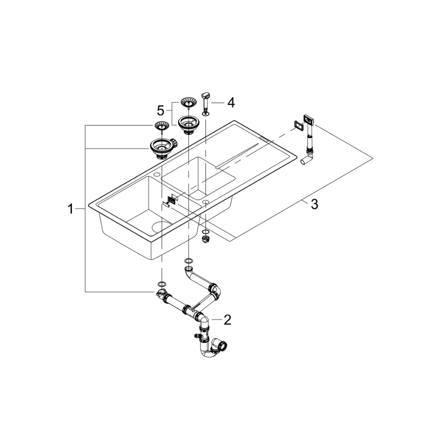 GROHE 31643AP0 - черна композитна мивка K400 1160 × 500 мм